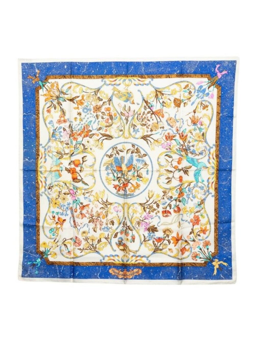 Hermes Carre 90 Oriental Stones and Western Stonework Scarf White Multicolor